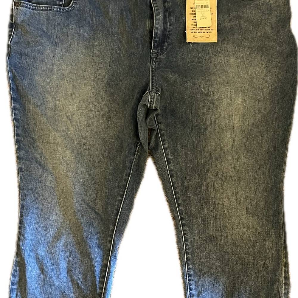 NWT Coldwater Creek Blue Denim Cropped Jeans SZ 20 Morrocan Pattern Cuff